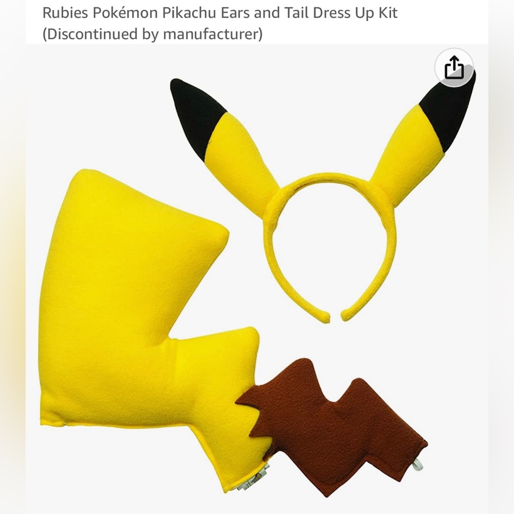 Pikachu Costume- Ears Headband + Tail